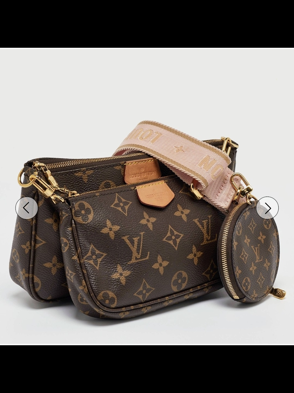 Louis Vuitton Brown Monogram Multi-Pochette Accessoires with Pink Strap